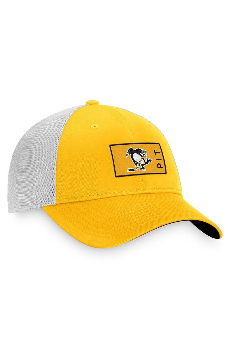 Men's Fanatics Branded Gold/White Pittsburgh Penguins Authentic Pro Trucker Snapback Hat, Alternate, color, Gold