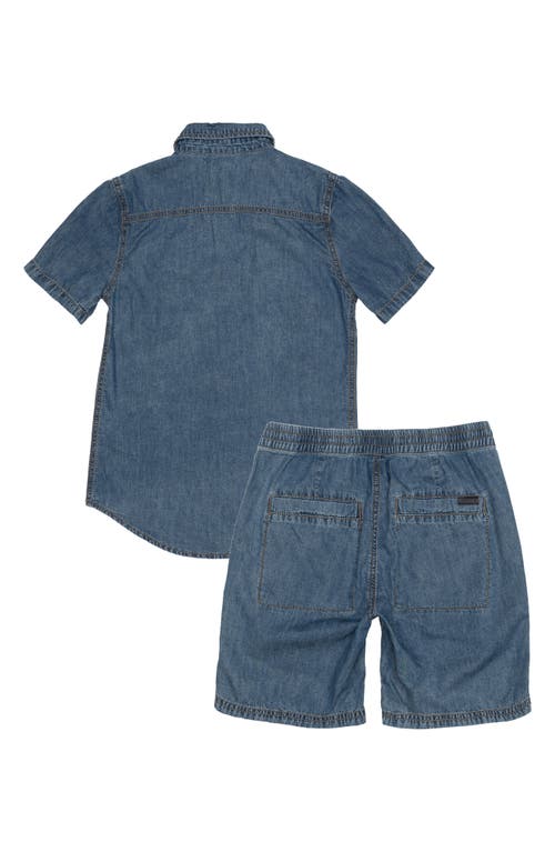 Joe's Chambray Short Sleeve Button-up Shirt & Shorts Set In Blue