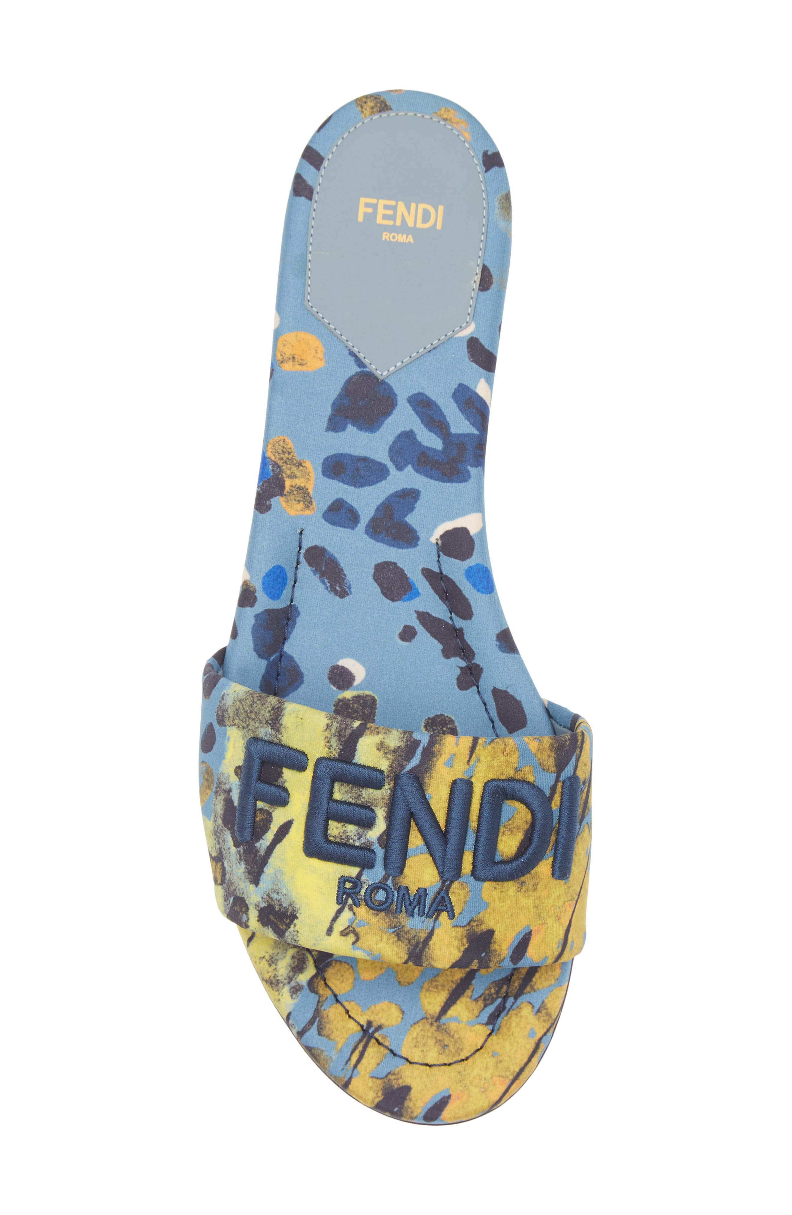 Fendi Signature Slide Sandal, Alternate, color, Blue