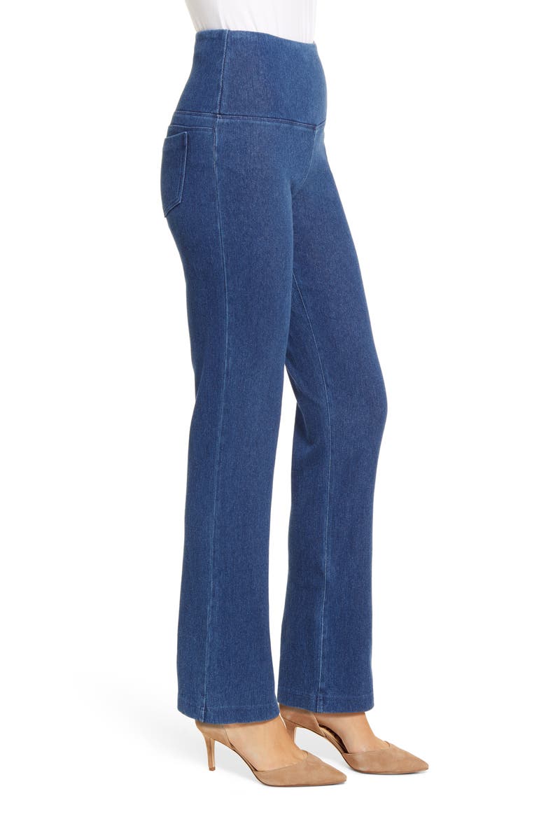 'Lyssentials High Waist Straight Leg Stretch Denim Jeans, Alternate, color, MID WASH