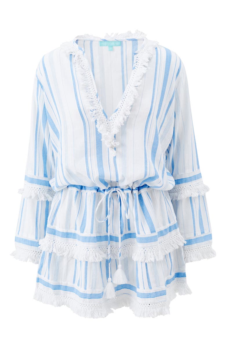 Melissa Odabash Claudia Long Sleeve Cover-Up Dress, Alternate, color, Oasis Stripe