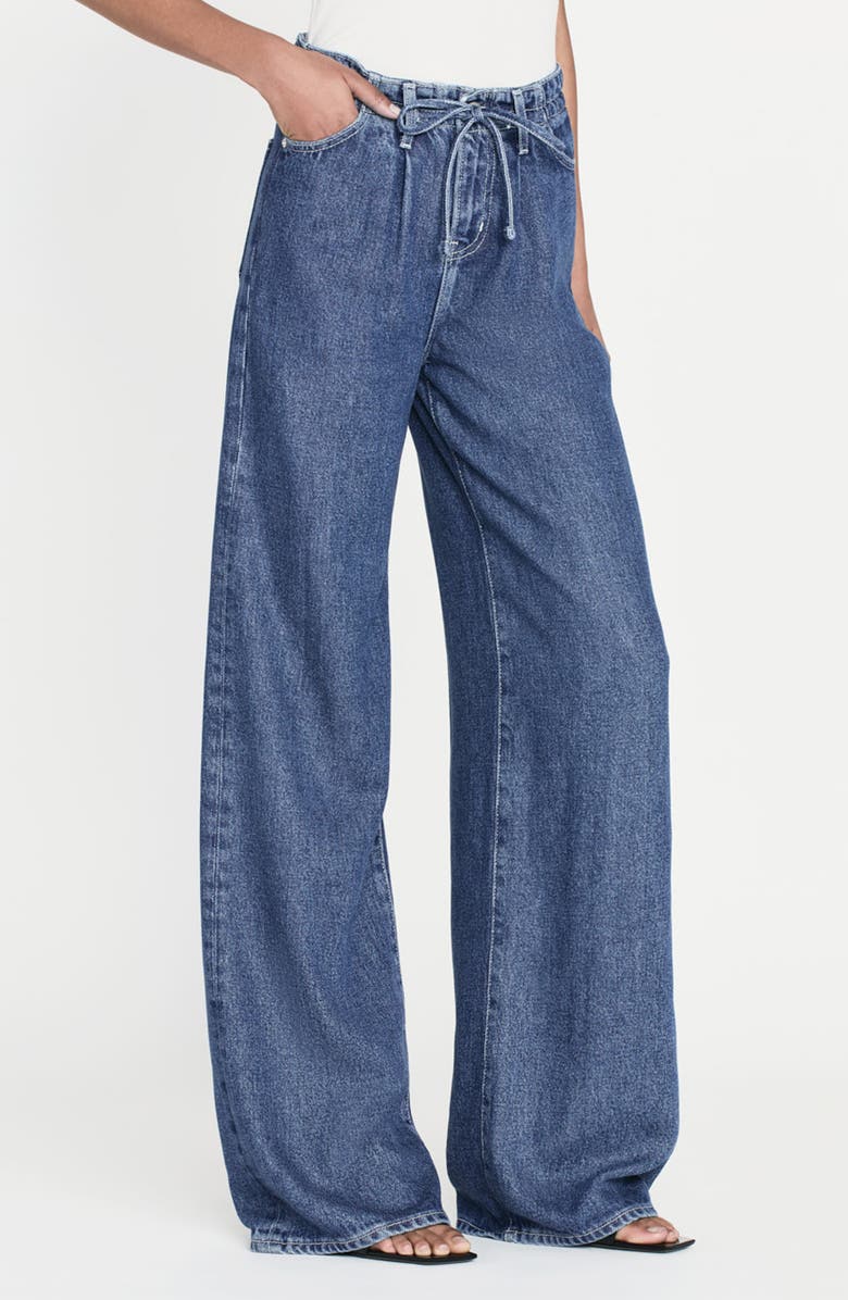 FRAME Super Drape Wide Leg Denim Drawstring Pants, Alternate, color, Ghost