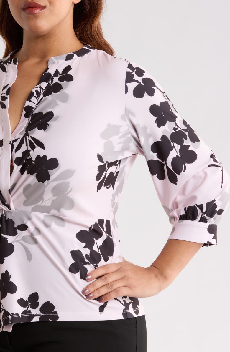 Anne Klein Floral Twist Top, Alternate, color, Soft Blossom Multi