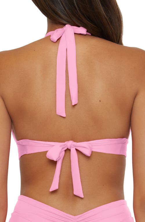 Becca Shirred V-wire Halter Bikini Top In Rosy