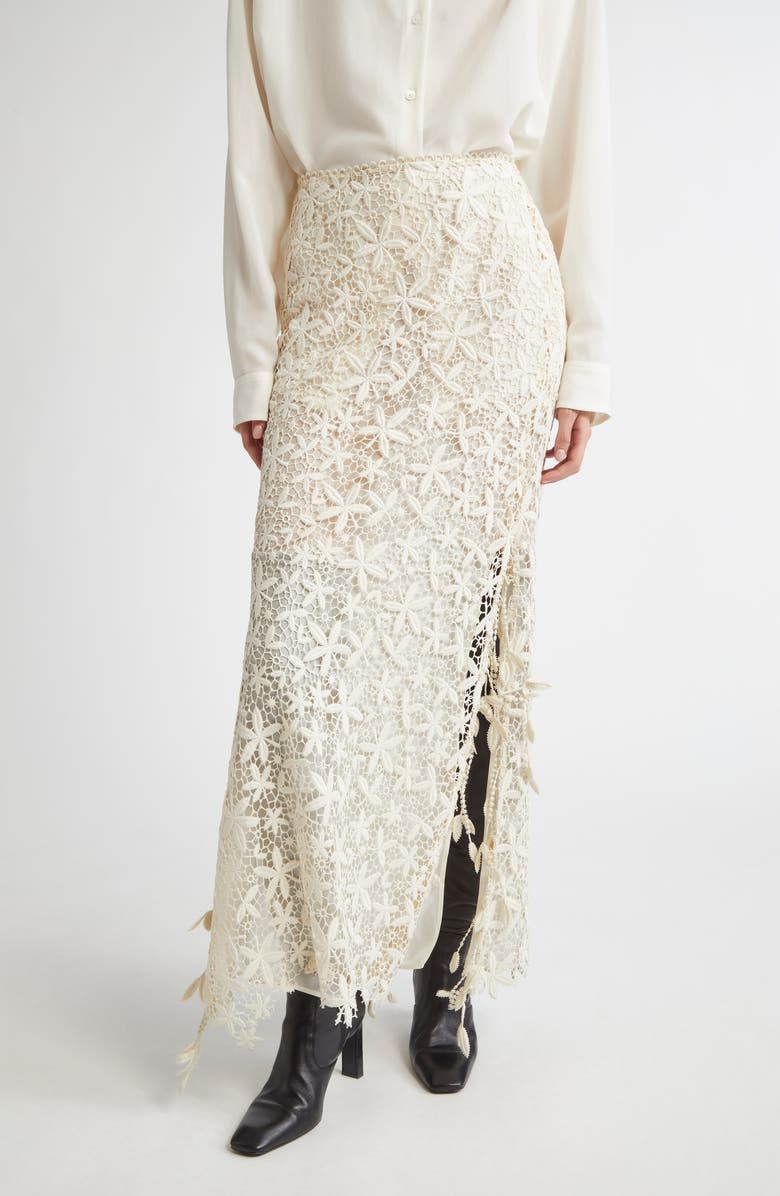 TOTEME Guipure Lace Maxi Skirt, Main, color, Snow