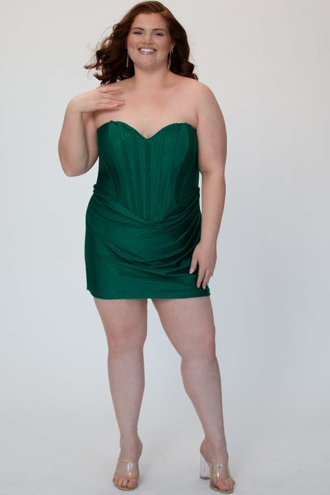 Plus Size Strapless Corset Mini Dress