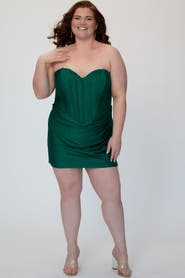 Sydney's Closet Plus Size Strapless Corset Mini Dress