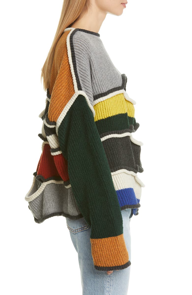 Eckhaus Latta Cutout Merino Wool Blend Sweater, Alternate, color, 