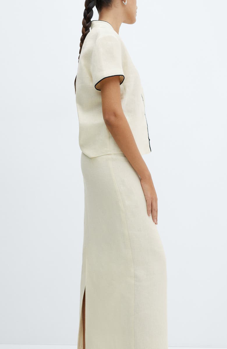 MANGO Back Slit Linen Skirt, Alternate, color, 