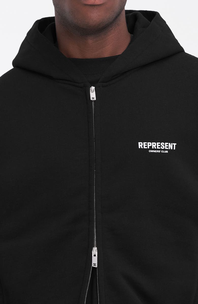 Represent Owners' Club Script Graphic Zip Hoodie, Alternate, color, Black