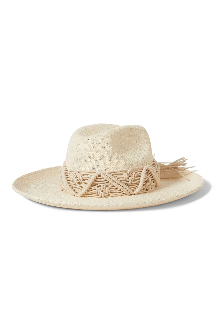 Matteo Macramé Accent Straw Hat, Main, color, BONE/ BONE