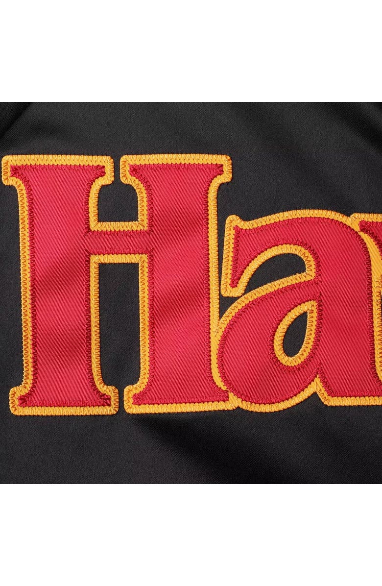 Mitchell & Ness Men's Mitchell & Ness Black Atlanta Hawks Hardwood Classics  Throwback Wordmark Raglan Full-Snap Jacket, Alternate, color, 