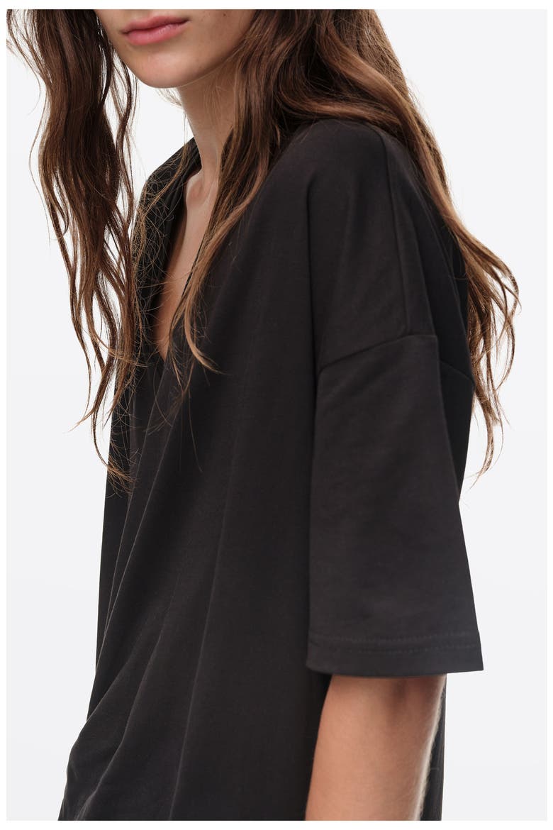 Two-Material Knot T-Shirt Dress, Alternate, color, BLACK