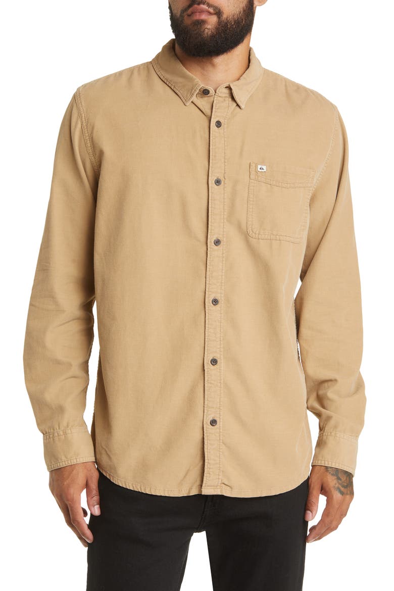 Smoke Trail Button-Up Corduroy Shirt, Main, color, TANNIN