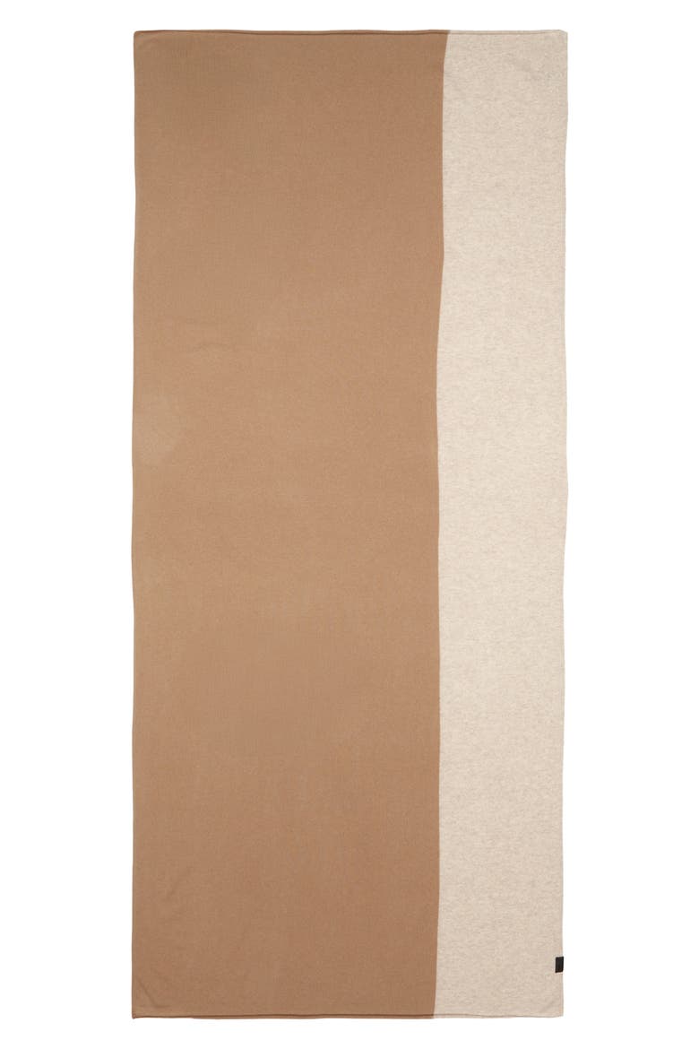 Boiled Cashmere Border Wrap Scarf, Alternate, color, BISCUIT
