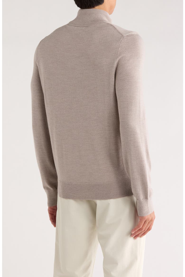 Washable Merino Wool Quarter Zip Sweater, Alternate, color, BEIGE STRING HEATHER