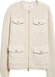 Moncler Virgin Wool Knit & Down Cardigan