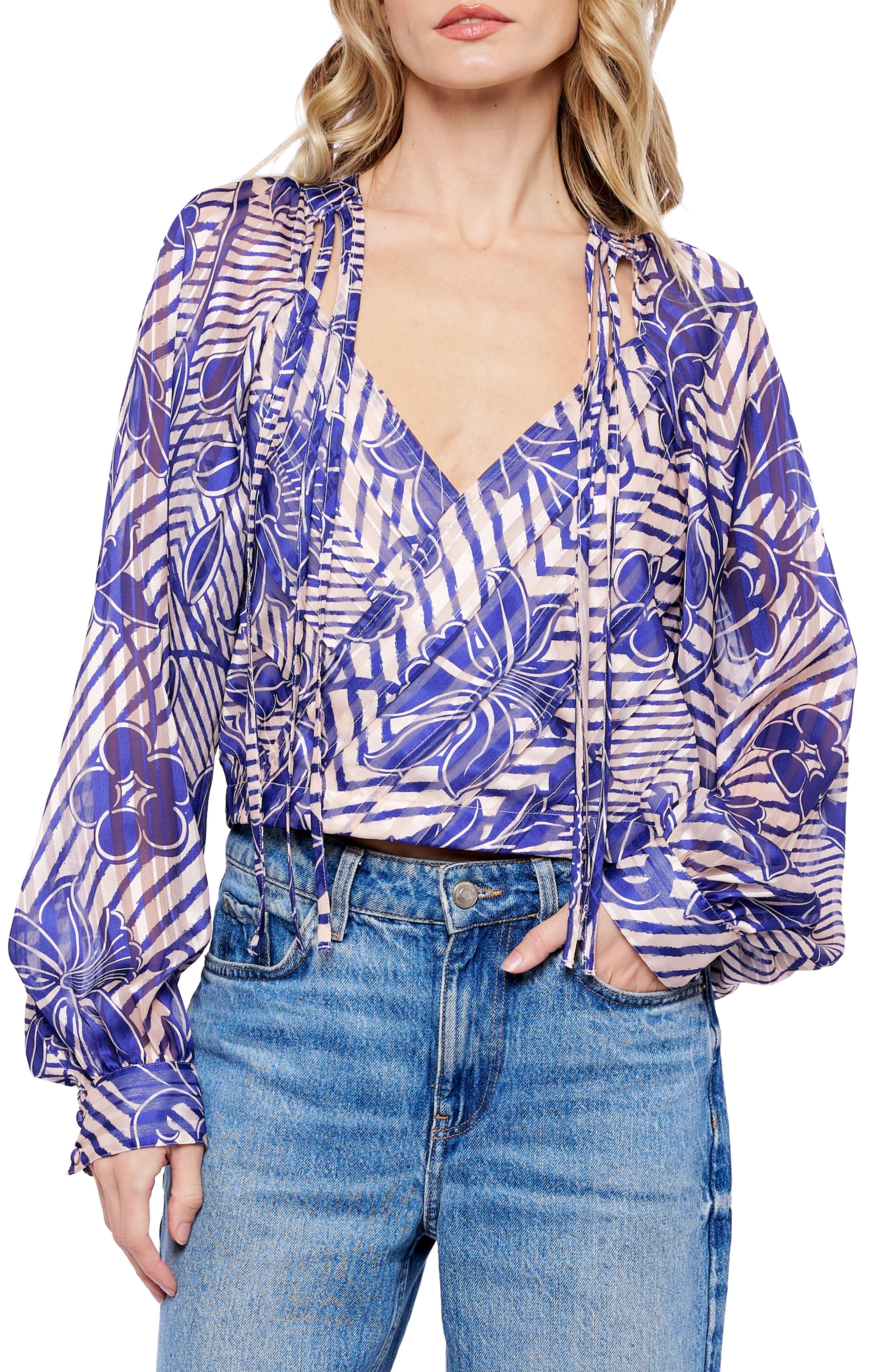CIEBON Betty Print Split Neck Top