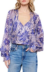 CIEBON Betty Print Split Neck Top