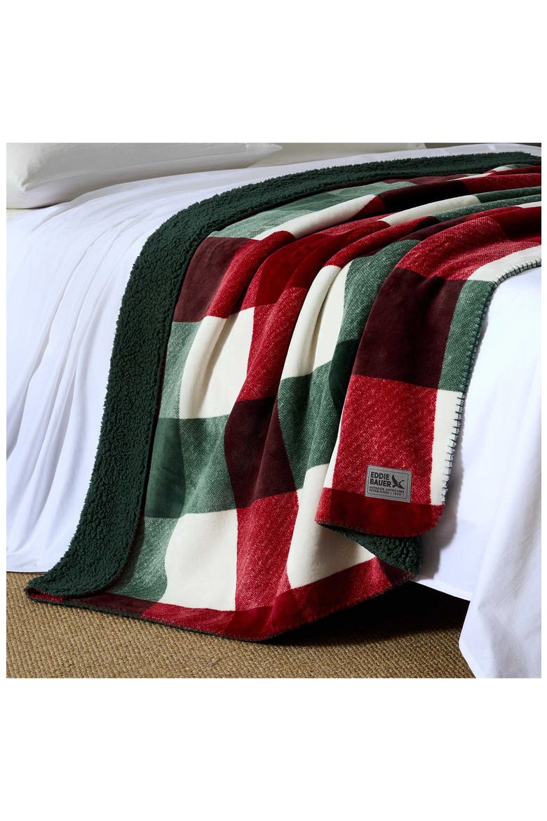 Spruce Mist Microfiber Throw, Alternate, color, OFF WHITE/ RED/ GREEN