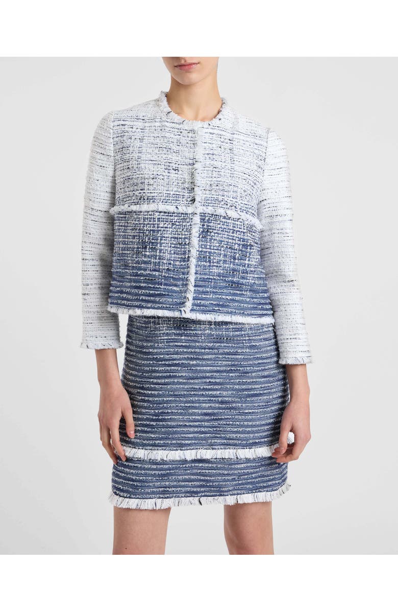 Santorelli Valerie Short Jacket in Ombre Modern Tweed, Main, color, Blue Aura