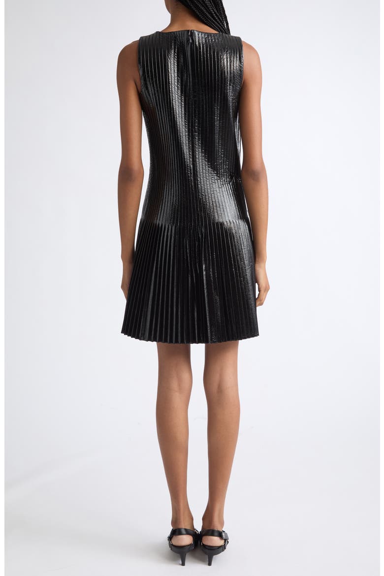 Pleated Faux Leather Minidress, Alternate, color, BLACK