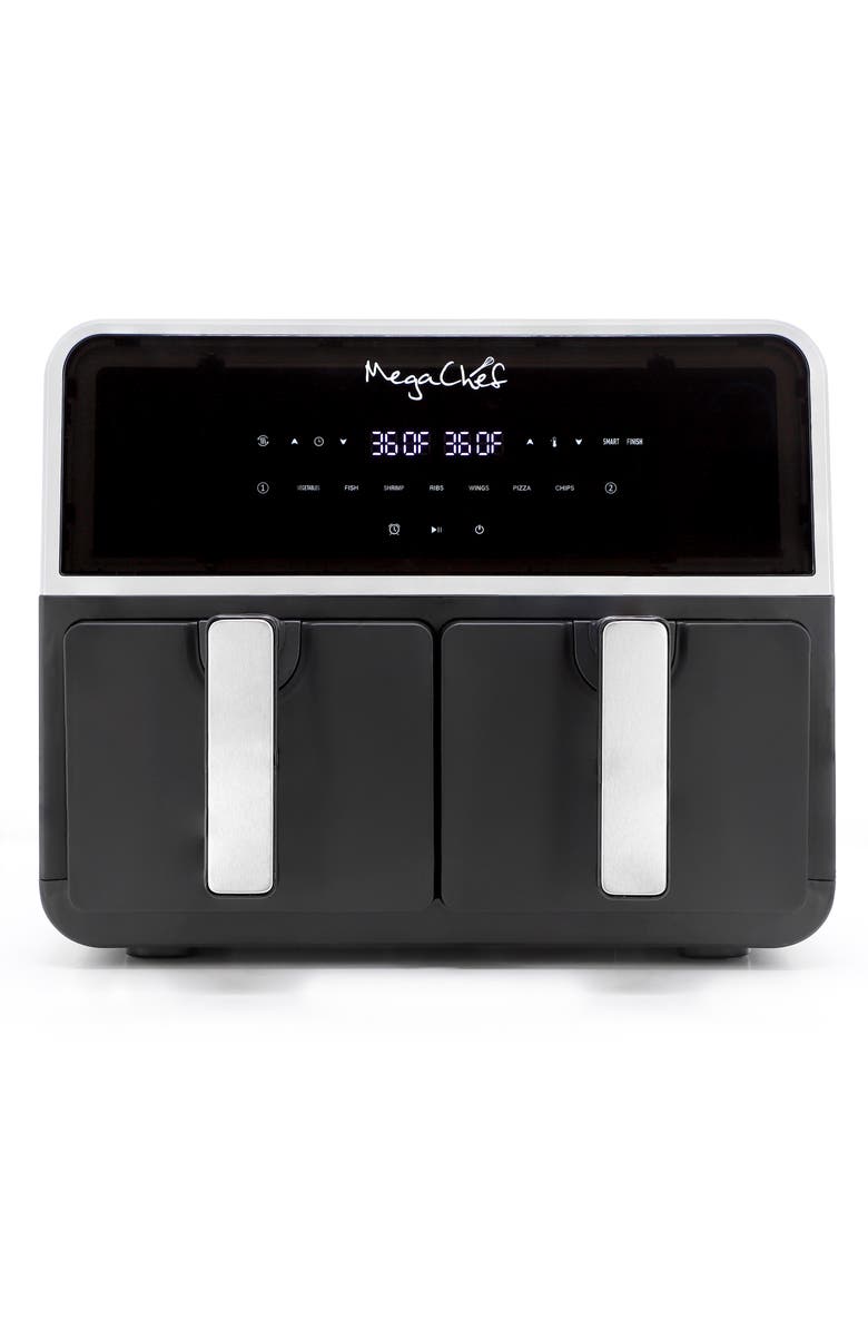 Megachef Dual 4.8 + 4.8 Quart Digital Electric Air Fryer, Alternate, color, Grey