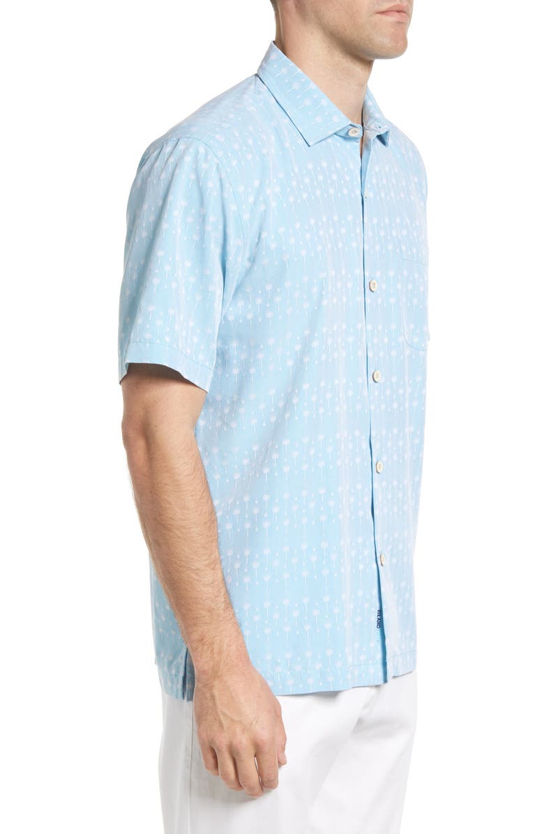 Tommy Bahama Coconut Point Geo Fronds Print Short Sleeve Button-Up Shirt, Alternate, color, Tropical Turquoise