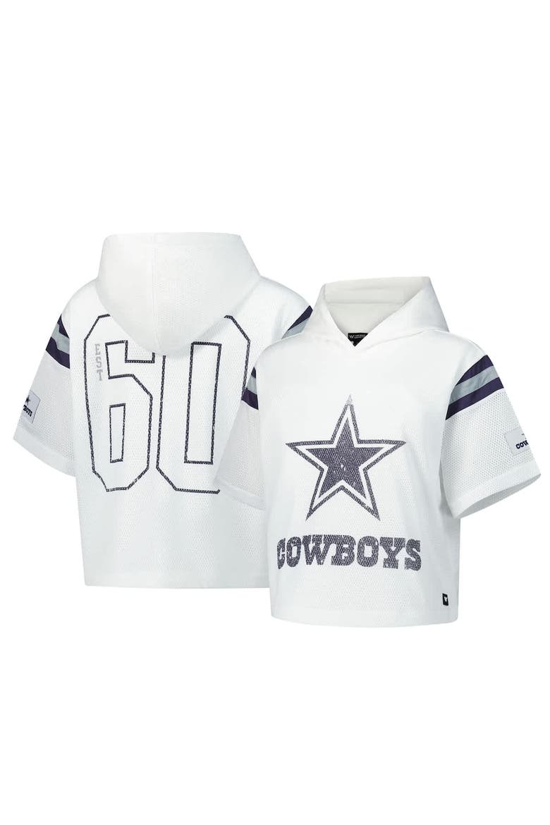 Women's The Wild Collective  White Dallas Cowboys Mesh Short Sleeve Hoodie T-Shirt, Main, color, White