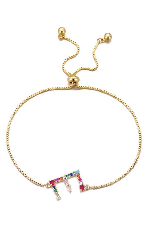Mixed Crystal Initial Chain Bracelet