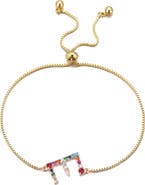 Adornia Mixed Crystal Initial Chain Bracelet