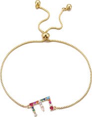 Adornia Mixed Crystal Initial Chain Bracelet
