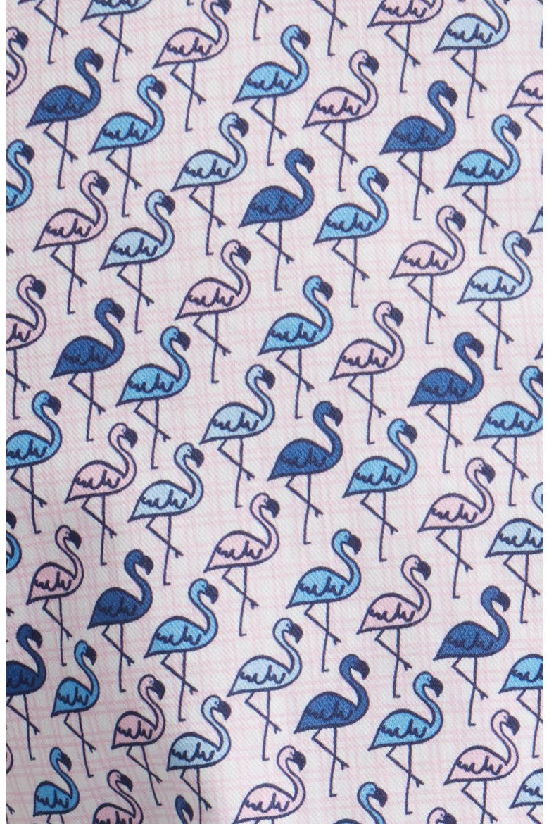 Logan Flamingo Print Short Sleeve Cotton Blend Button-Up Shirt, Alternate, color, PINK / BLUE FLAMINGOS
