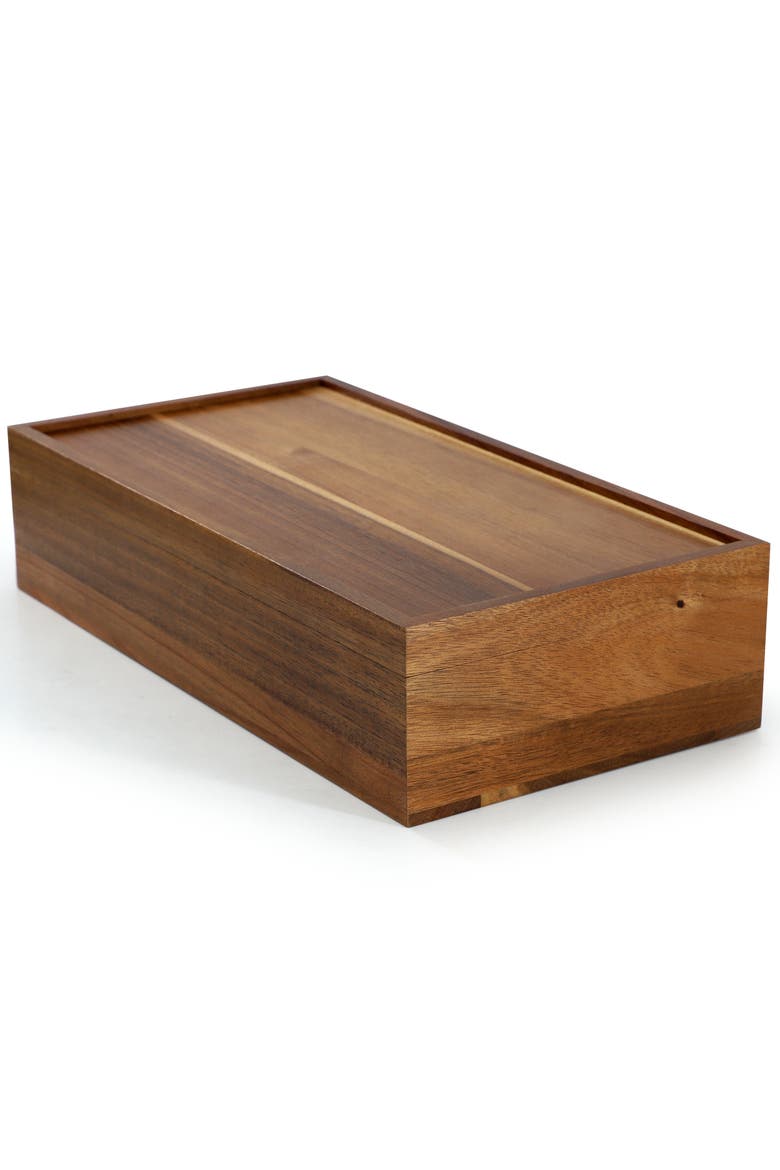 Wood Tea Box Organizer, Alternate, color, Acacia