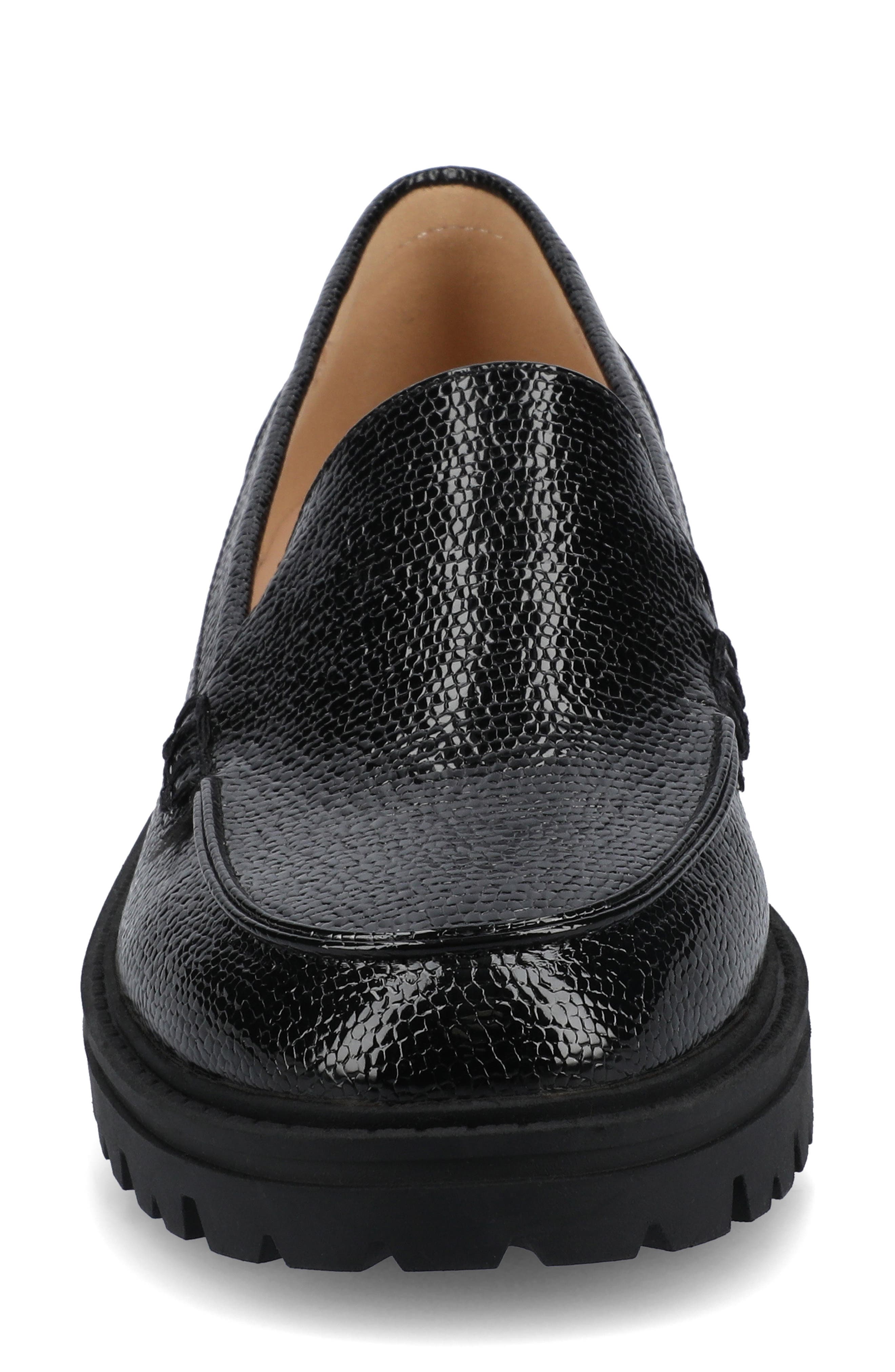 Journee Collection Ericka Lug Sole Platform Loafer - Wide Width, Alternate, color, Black Lizard