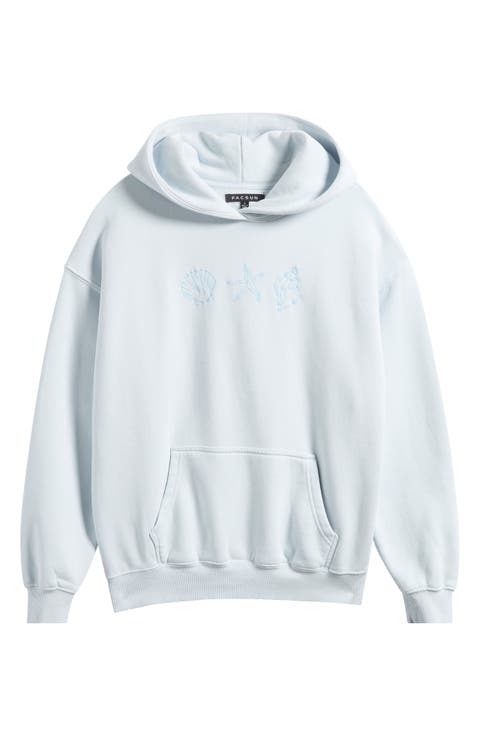Embroidered Seashell Cotton Blend Hoodie