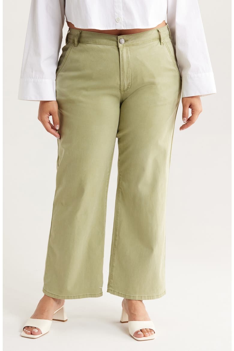 Meg High Waist Wide Leg Twill Pants, Main, color, PISTACHIO