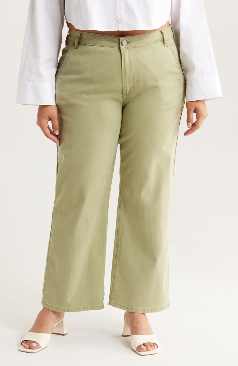 KUT from the Kloth Meg High Waist Wide Leg Twill Pants, Main, color, Pistachio