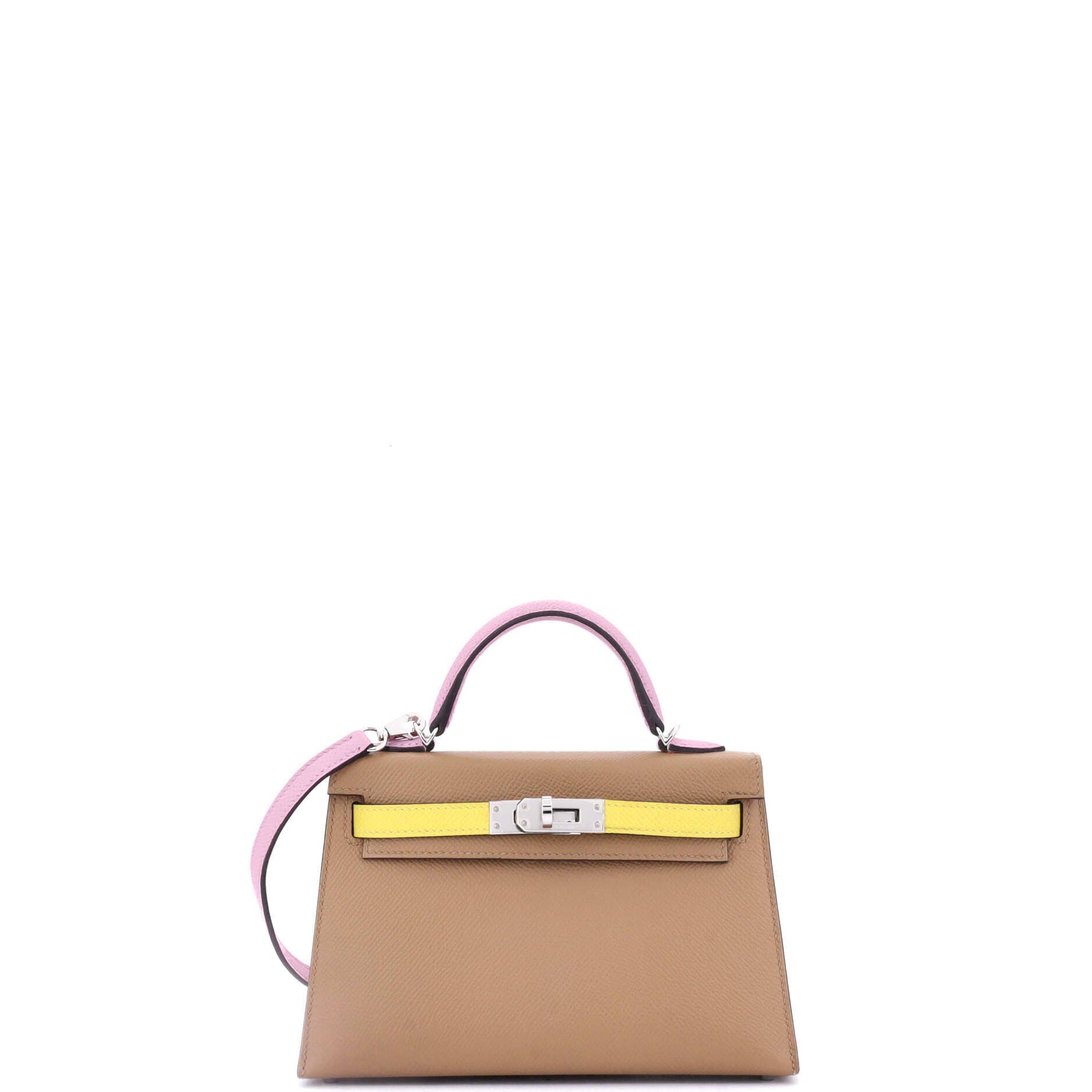 Pre-Owned Hermes Kelly Mini II Bag Tricolor Epsom with Palladium Hardware 20, Main, color, 