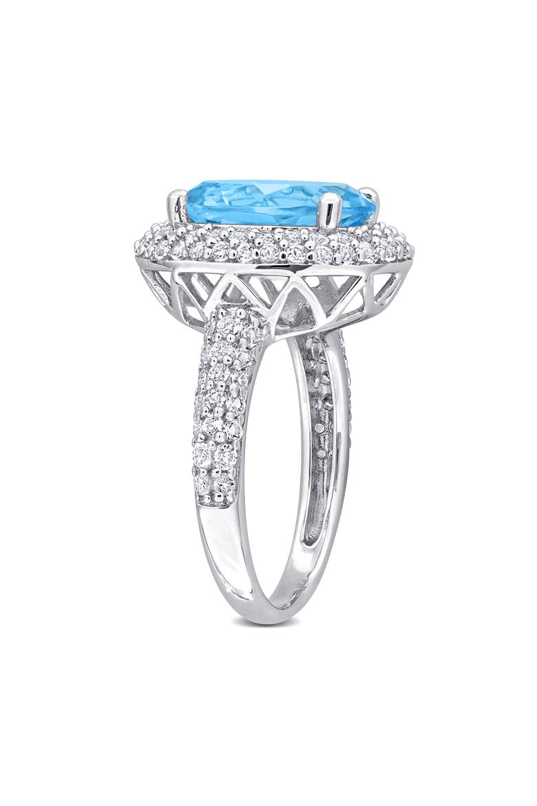 Sky Blue Topaz & White Topaz Ring & Stud Earrings Set, Alternate, color, BLUE