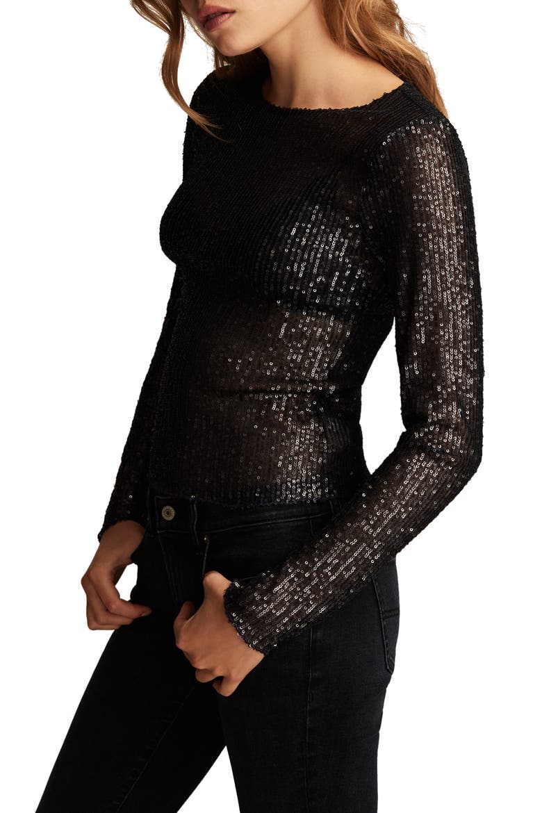 Sequin Long Sleeve Layering Top, Alternate, color, MOOD INDIGO