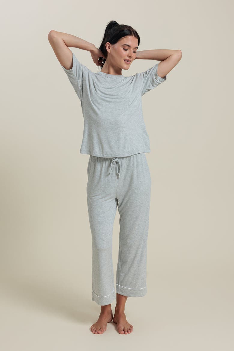 Natural Pajama Cropped Pants, Main, color, Light Grey