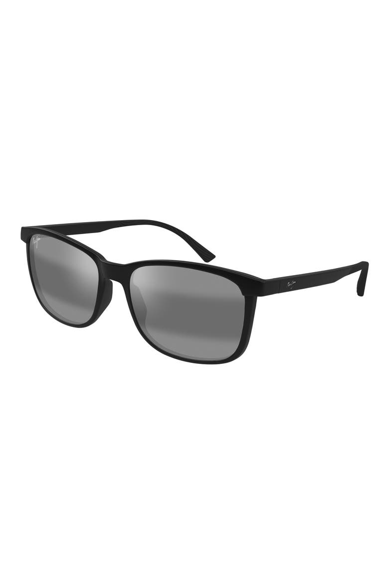 Hulili 57mm Polarized Rectangular Sunglasses, Alternate, color, BLACK/ NEUTRAL GREY