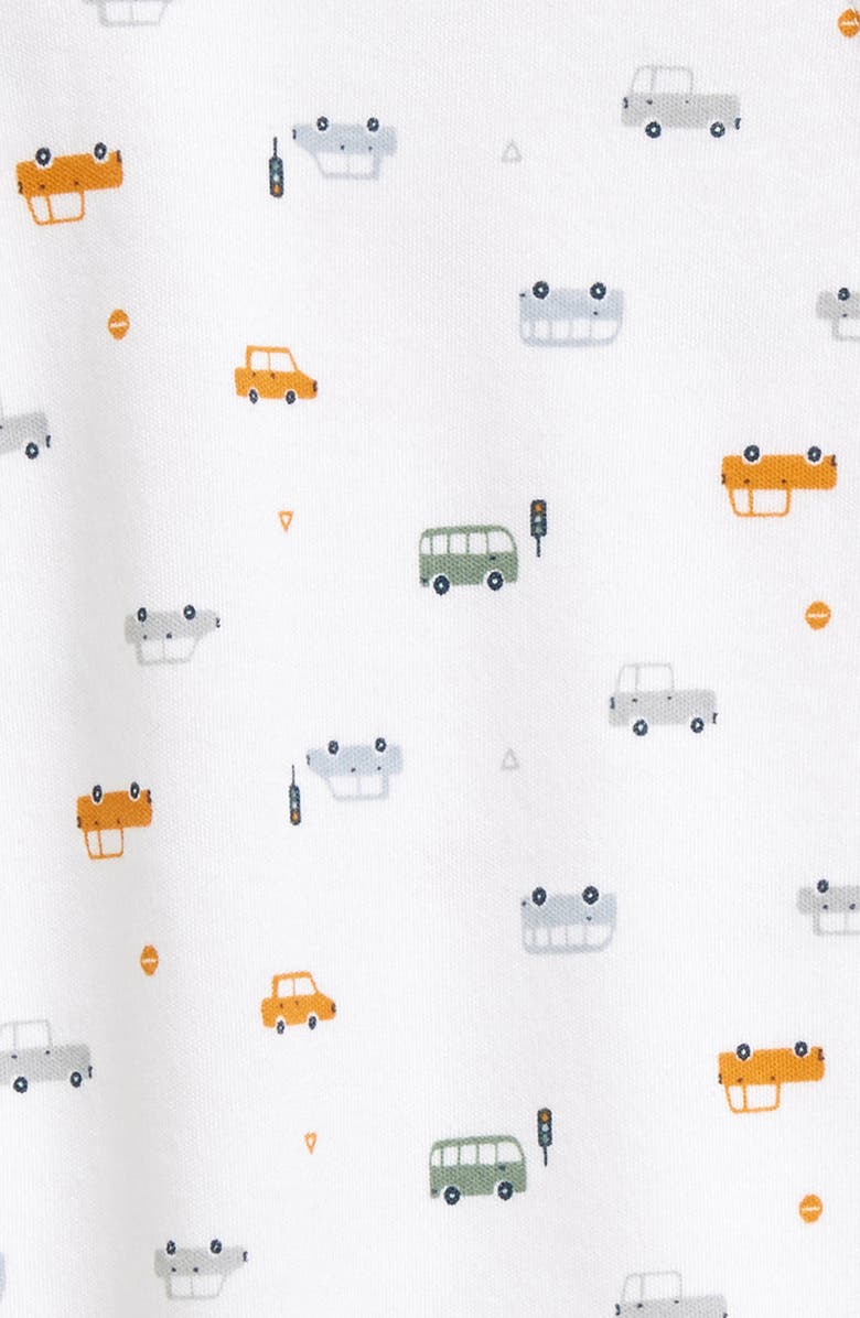 Nordstrom Print Cotton Footie, Alternate, color, White Tiny Cars