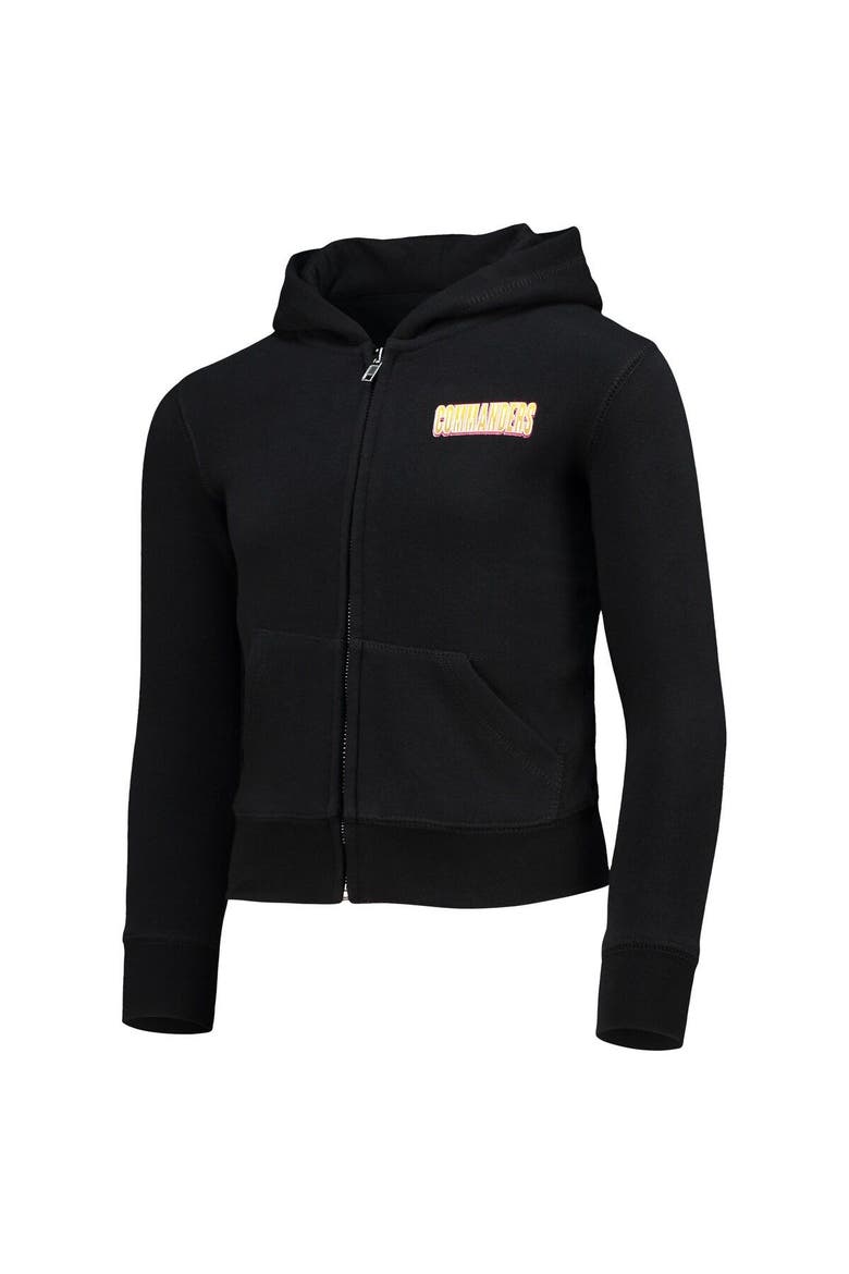 Girls Youth New Era Black Washington Commanders Full-Zip Hoodie, Alternate, color, Black