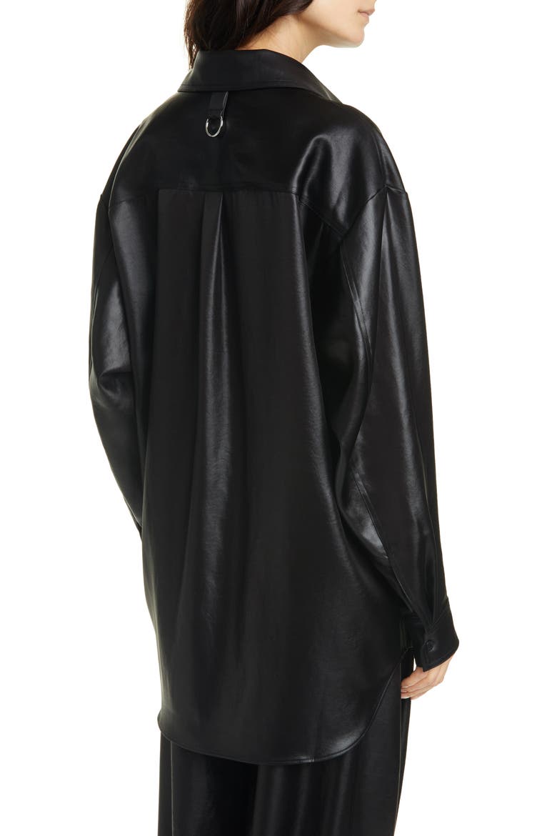 Celia Origami Sleeve Satin Shirt, Alternate, color, BLACK