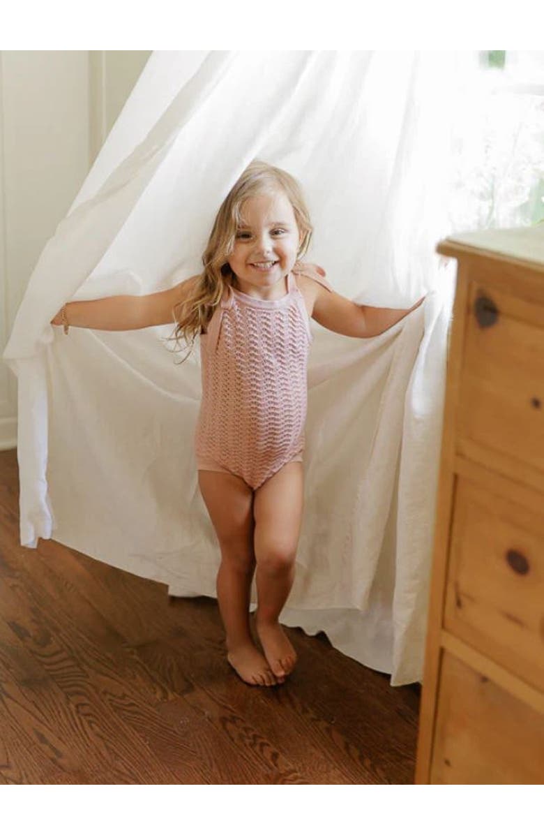 Ely's & Co. Looms Wave Collection - Knit Pointelle Romper, Alternate, color, Rose Knit Pointelle