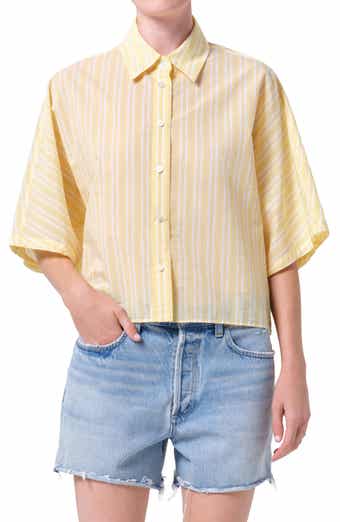 Merrin Stripe Boxy Cotton & Nylon Poplin Button-Up Shirt