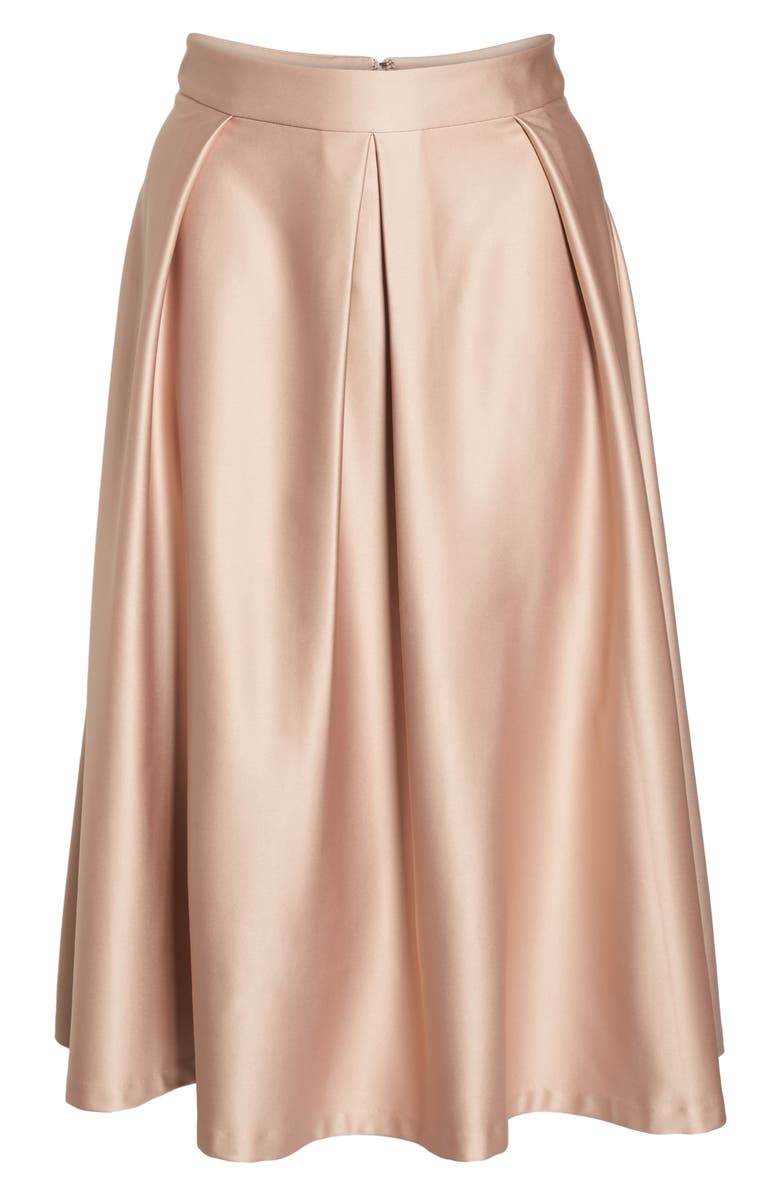 City Chic Pucker Up Pleated Satin Midi Skirt, Alternate, color, 