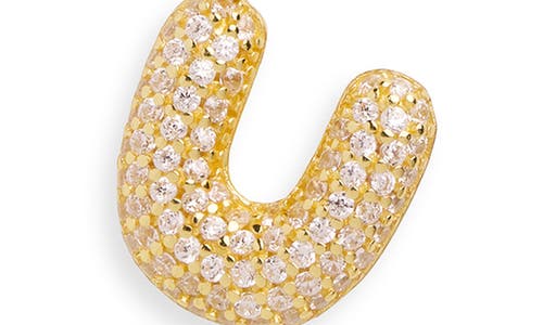 Argento Vivo Sterling Silver Cubic Zirconia Bubble Inital Pendant Necklace In Gold